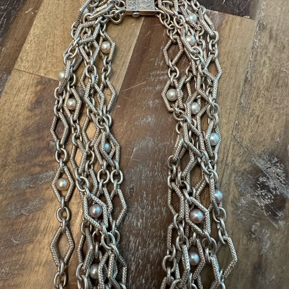 Charles Krypell sterling silver necklace with 14 karat and pearl accents - Picture 5 of 10